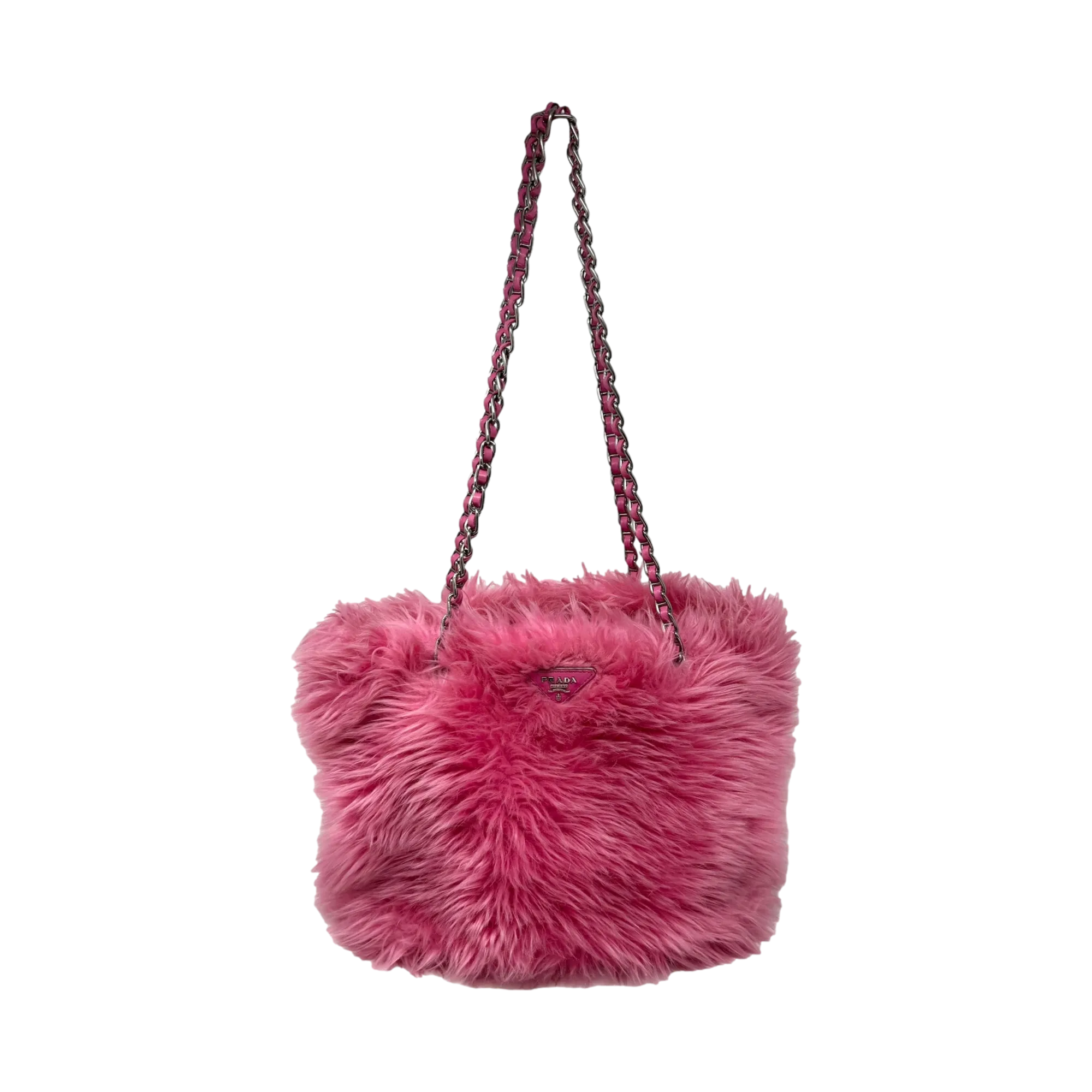 Prada Pink Fur Chain Bag