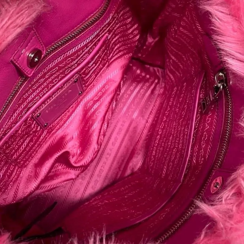Prada Pink Fur Chain Bag