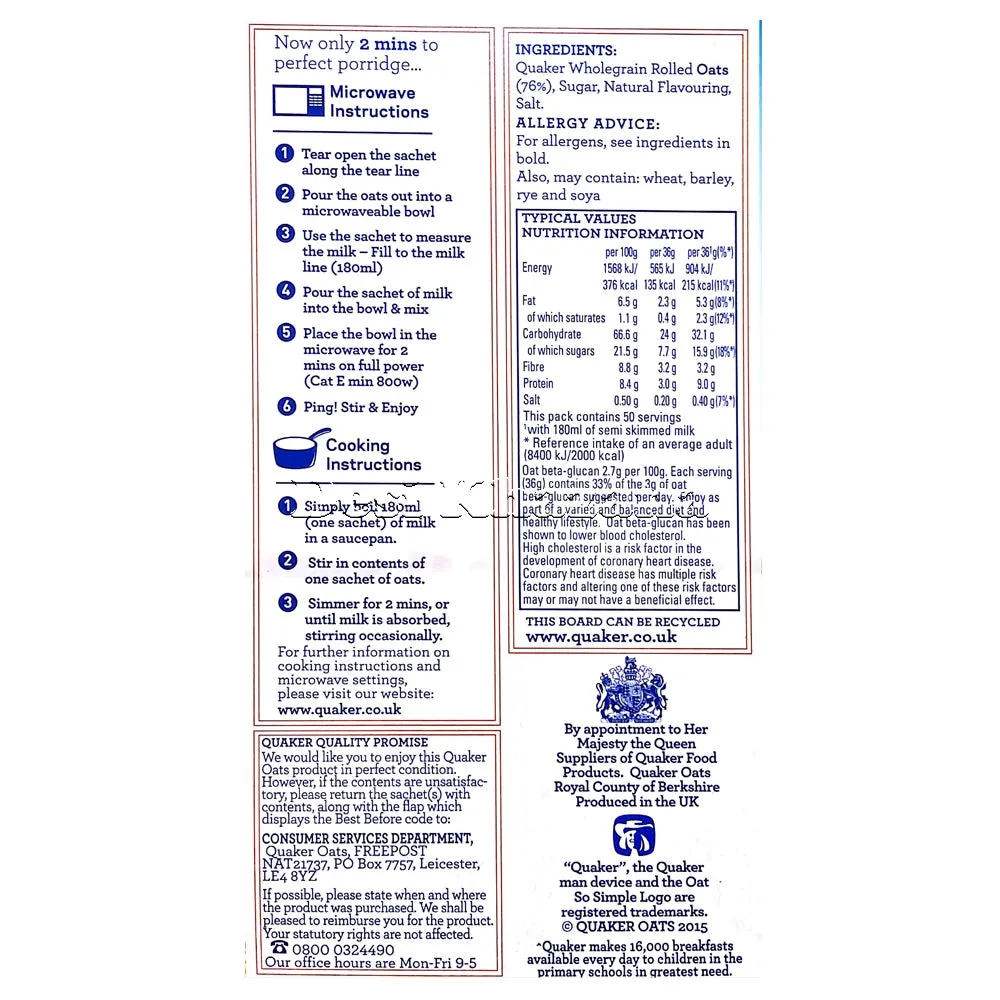 Quaker Oat So Simple Golden Syrup (50 Sachets)