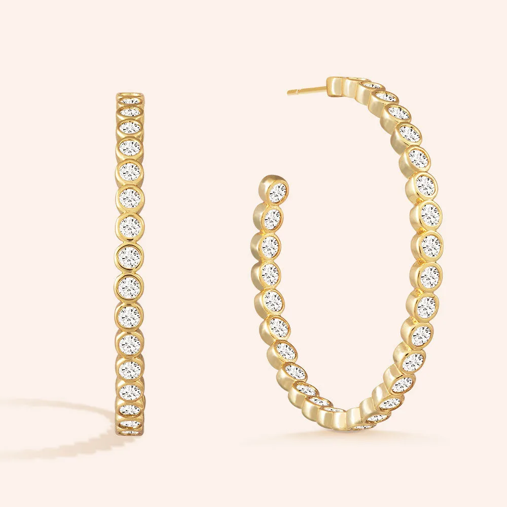 "Grand Lux" 3.3CTW Inside-Outside Hoop Earrings