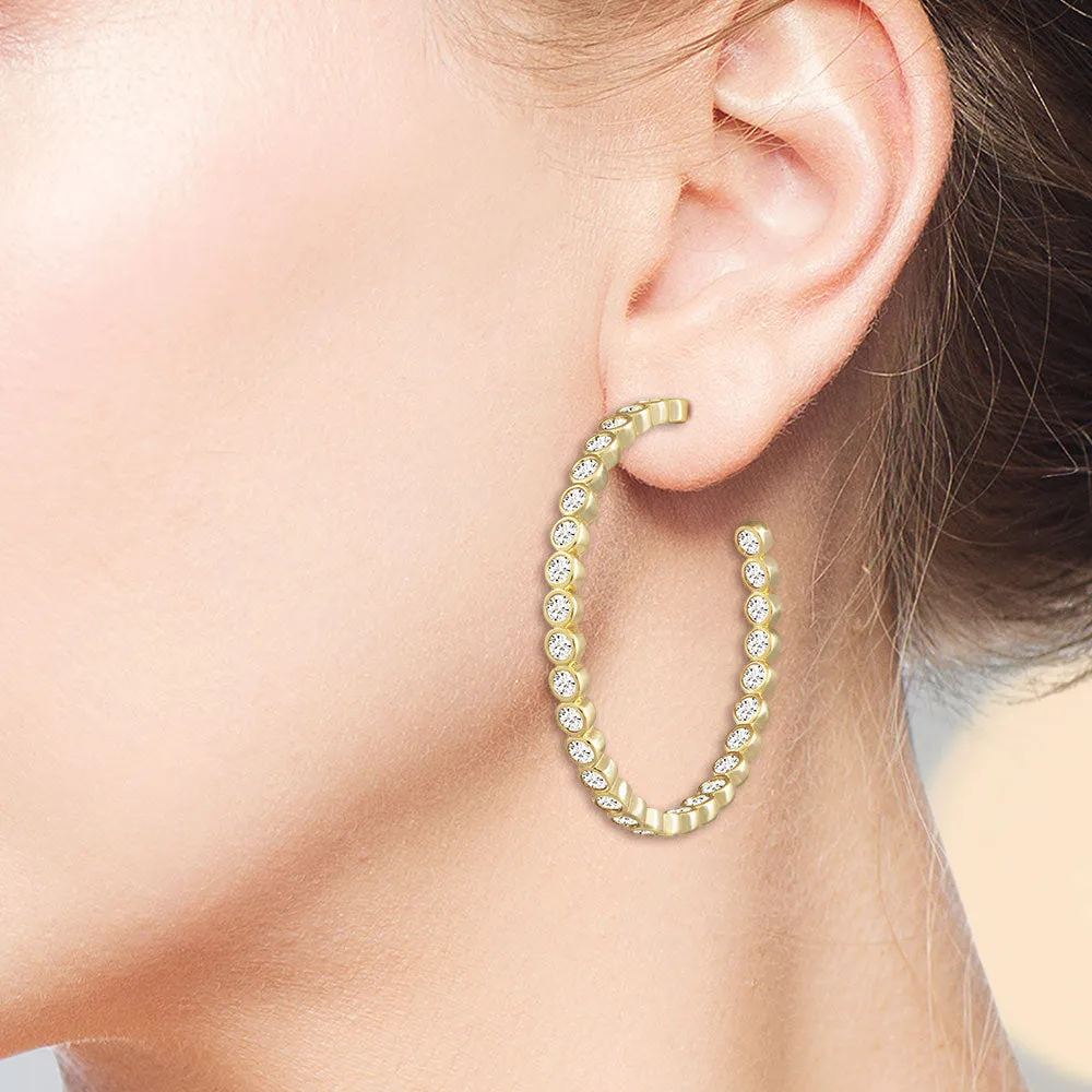 "Grand Lux" 3.3CTW Inside-Outside Hoop Earrings