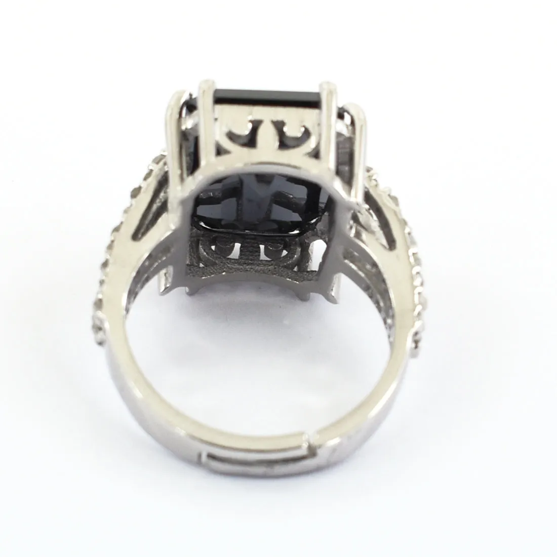 RARE 9 Ct! Stunning Black Diamond Ring in 925 Silver with Rose Cut Diamond Accents. AAA Certified! Great Brilliance