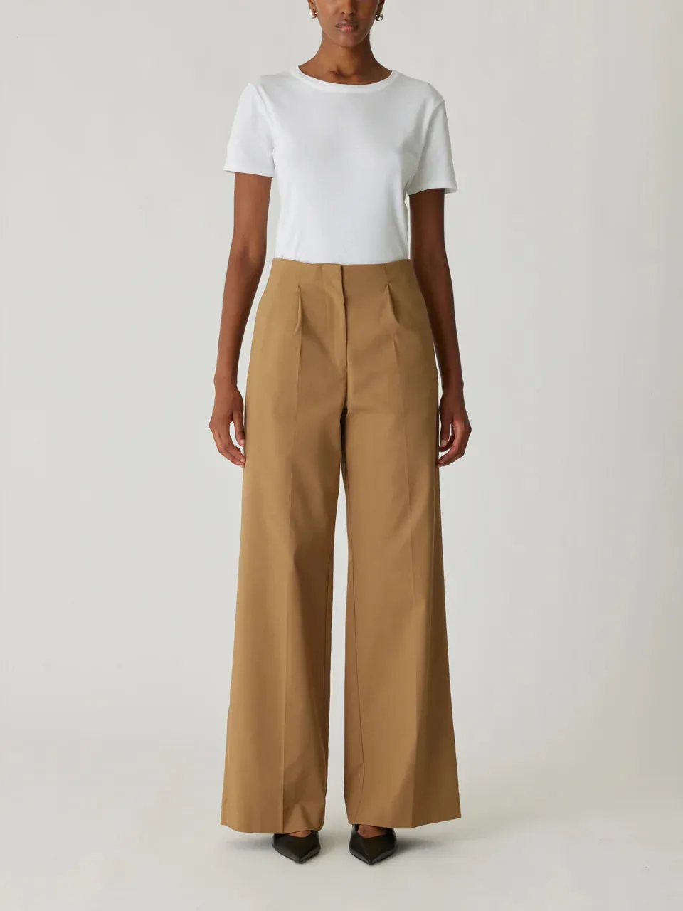 Rebecca Taylor/ Refined Sateen Wide Leg Cotton Trouser/ Date