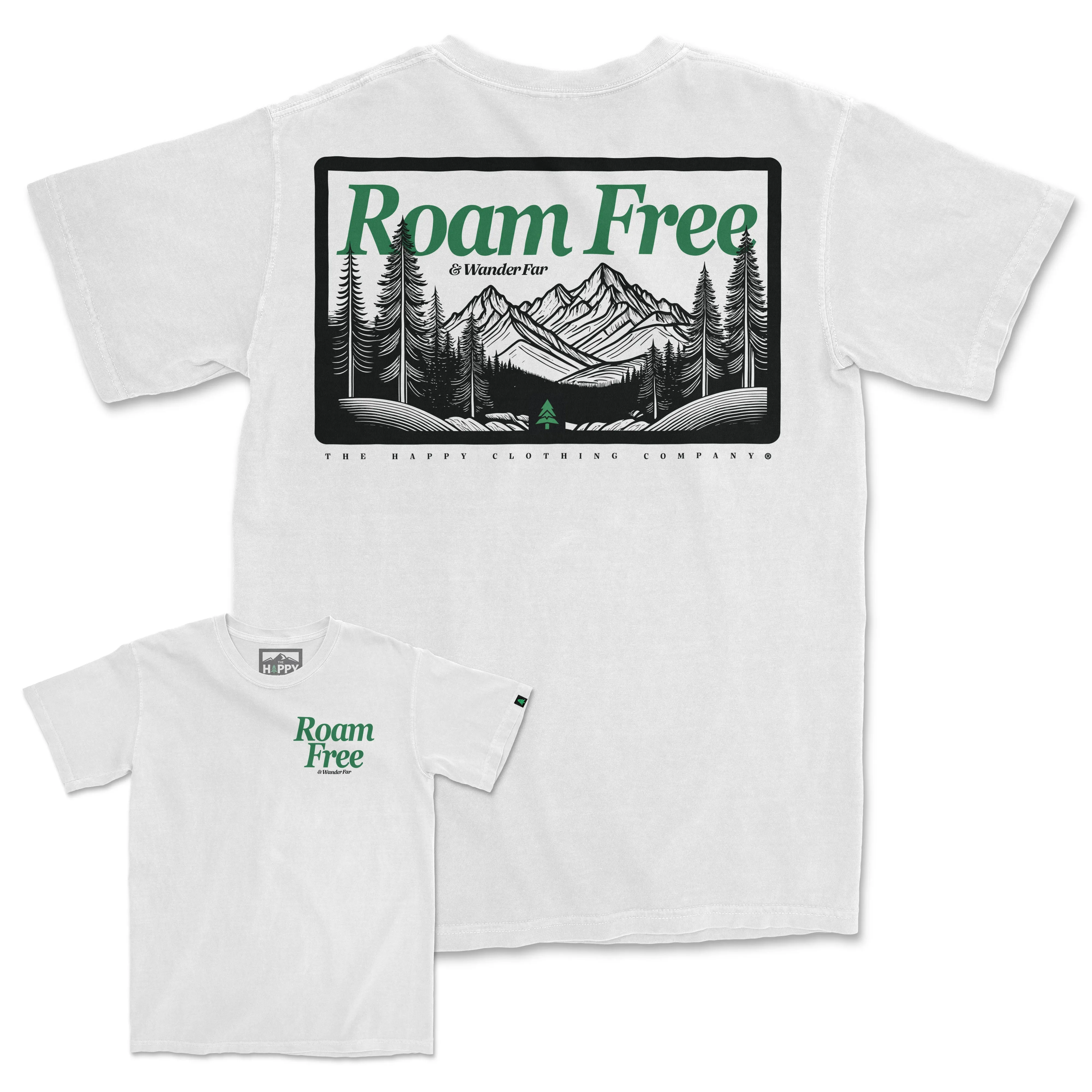 Roam Free & Wander Far Back Print Pigment-Dyed Tee