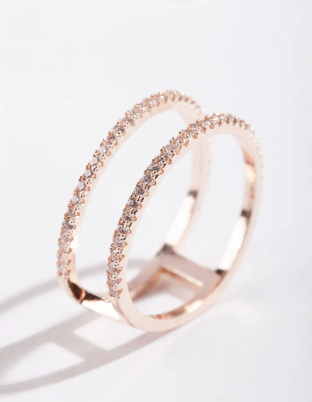 Rose Gold Cubic Zirconia Double Band Ring