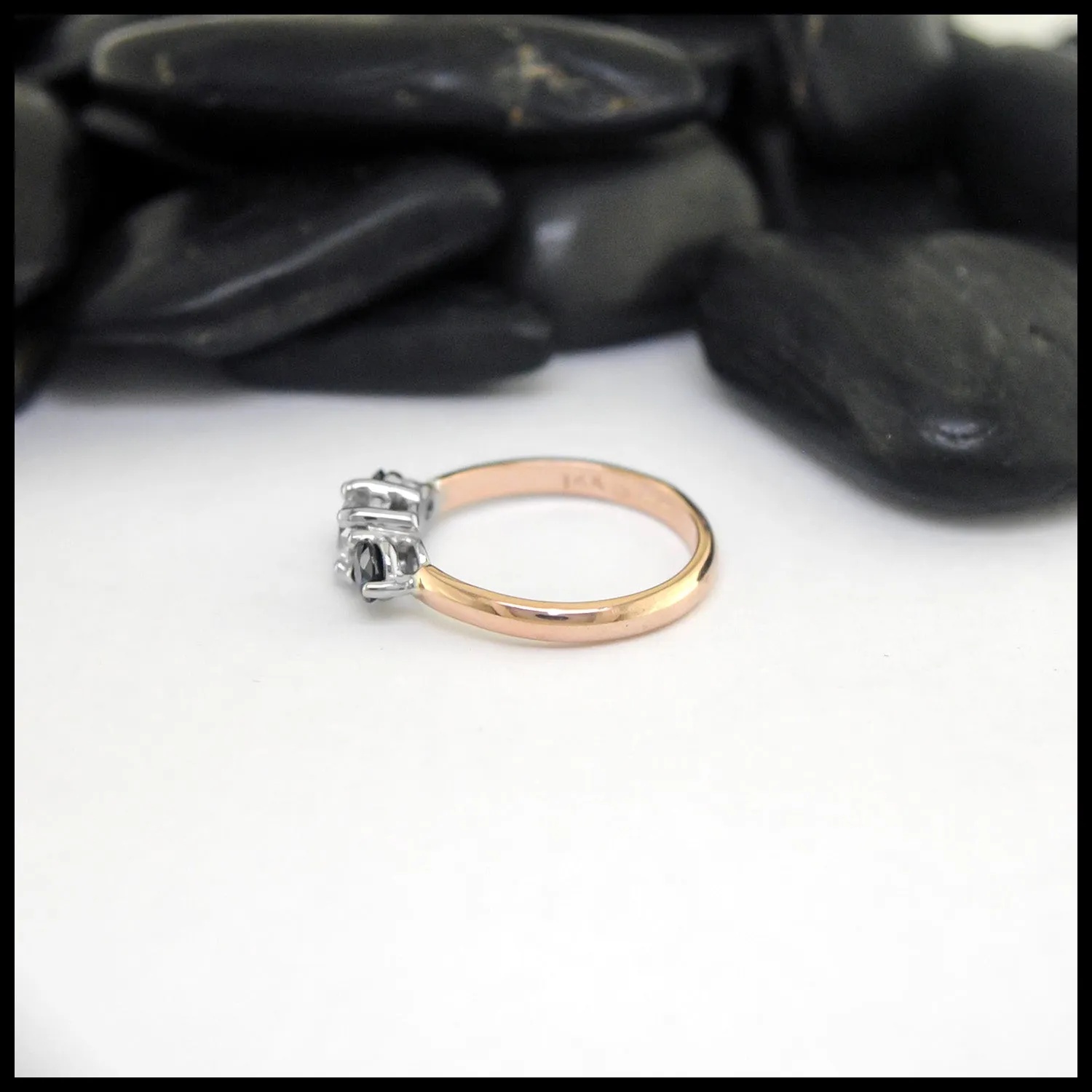 Rose Gold Diamond and Sapphire Ring