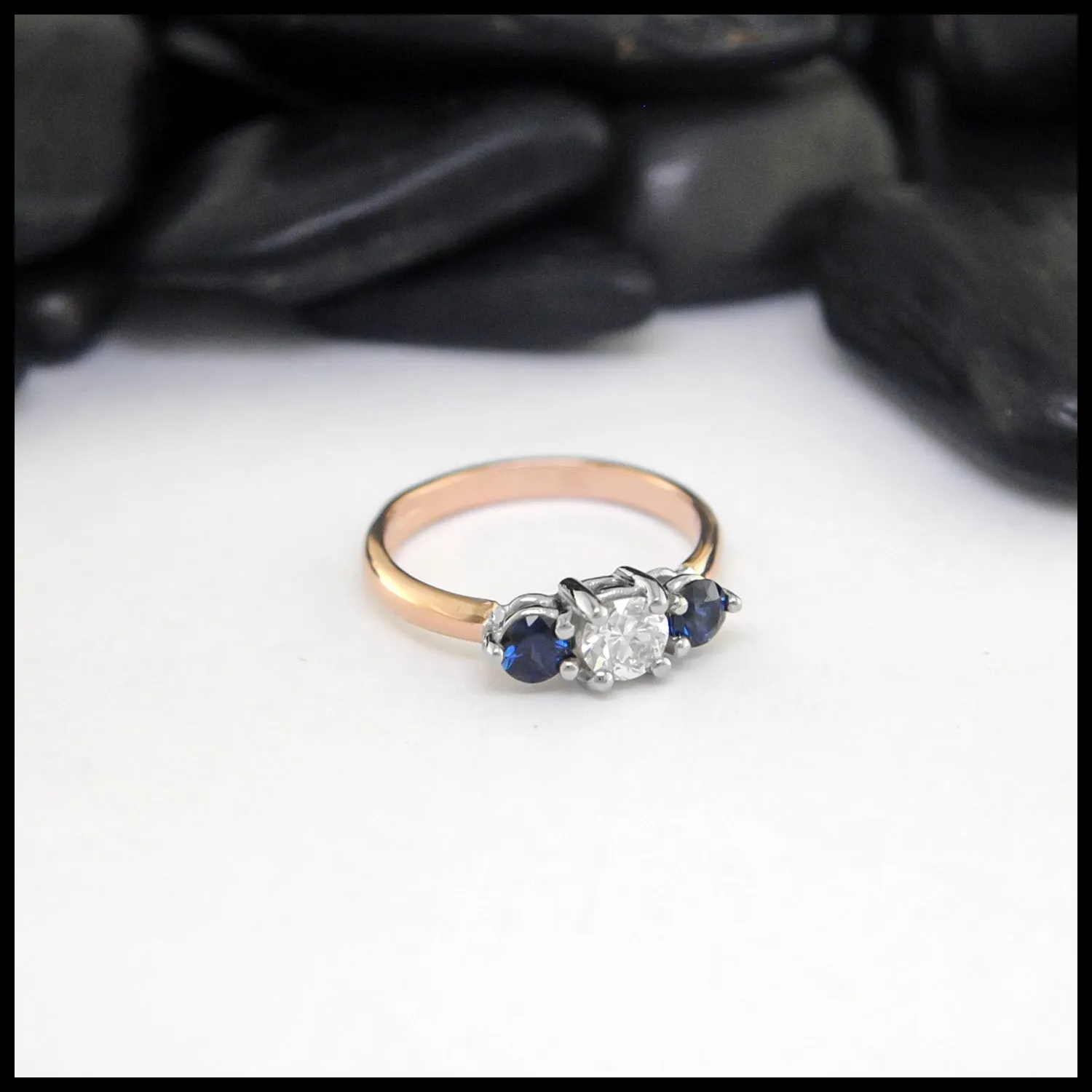 Rose Gold Diamond and Sapphire Ring