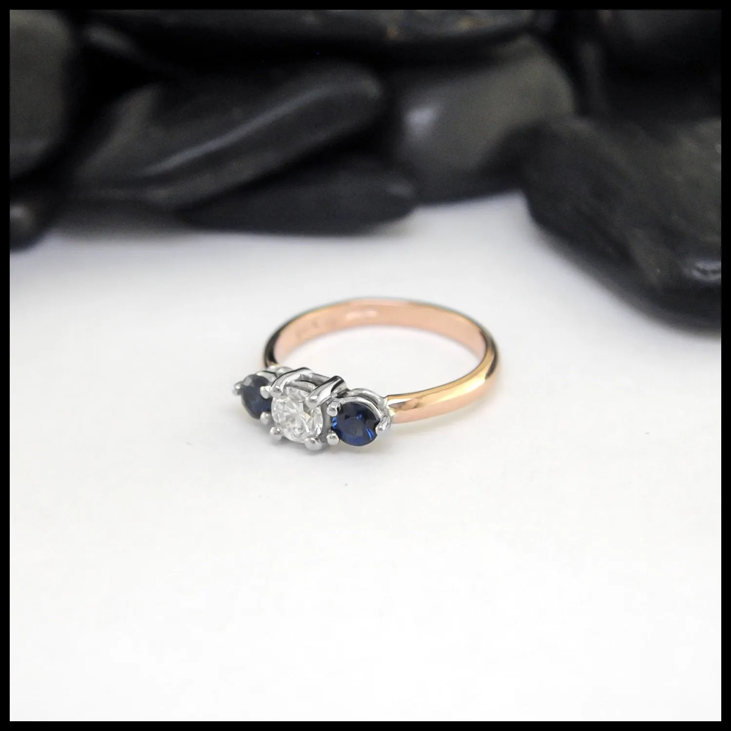 Rose Gold Diamond and Sapphire Ring