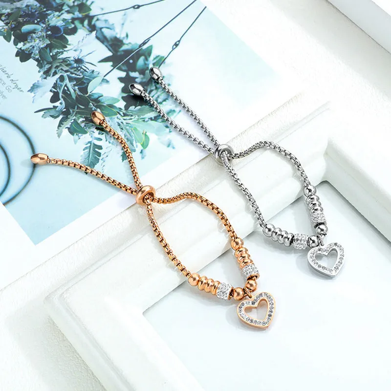 Rose Gold Titanium Steel Love Zircon Bracelet Simple Diamond Bracelet