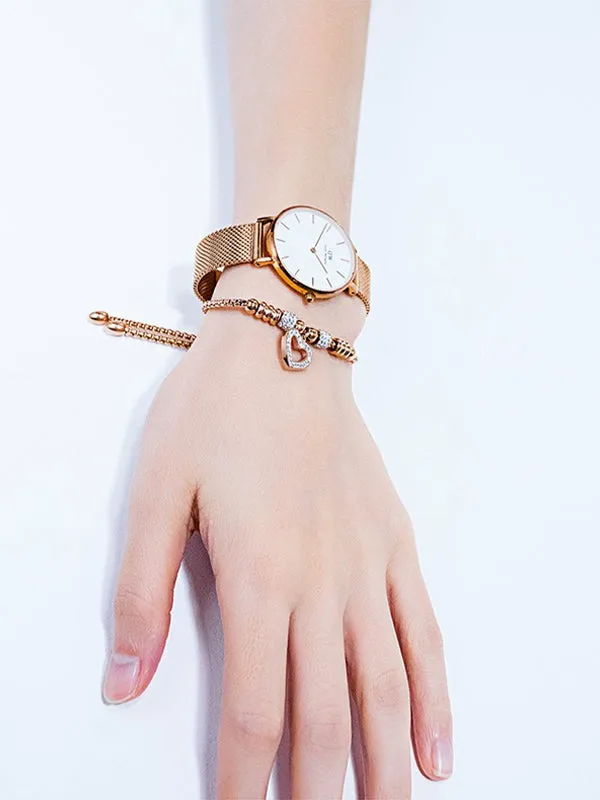 Rose Gold Titanium Steel Love Zircon Bracelet Simple Diamond Bracelet