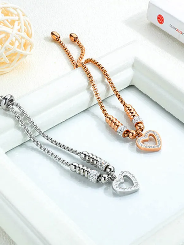 Rose Gold Titanium Steel Love Zircon Bracelet Simple Diamond Bracelet