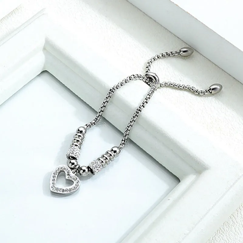 Rose Gold Titanium Steel Love Zircon Bracelet Simple Diamond Bracelet