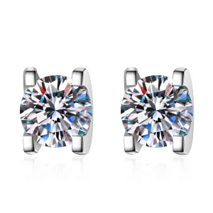 Round Cut Moissanite Diamond Simple Classic Stud Earrings