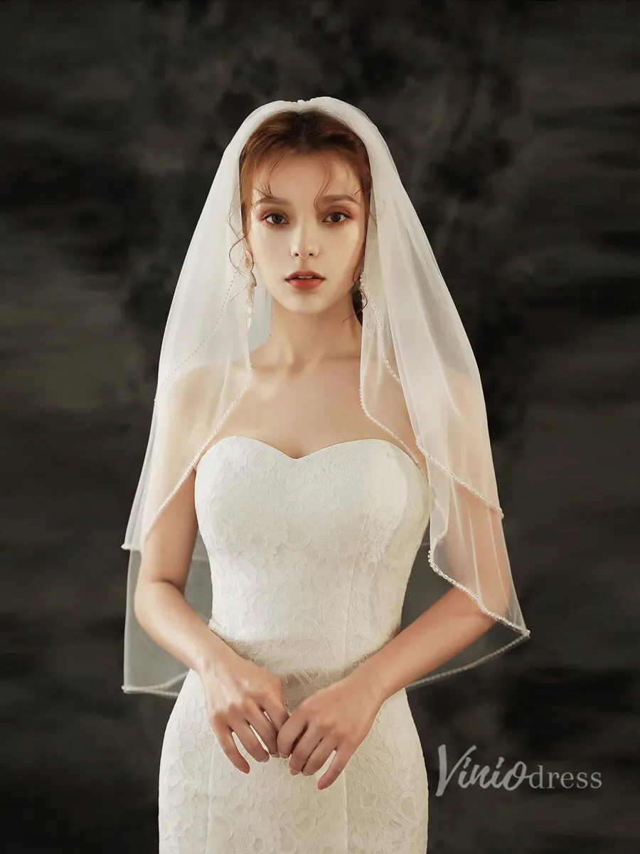 Roycebridal Simple 2 Tier Tulle Short Veil Viniodress TS1919