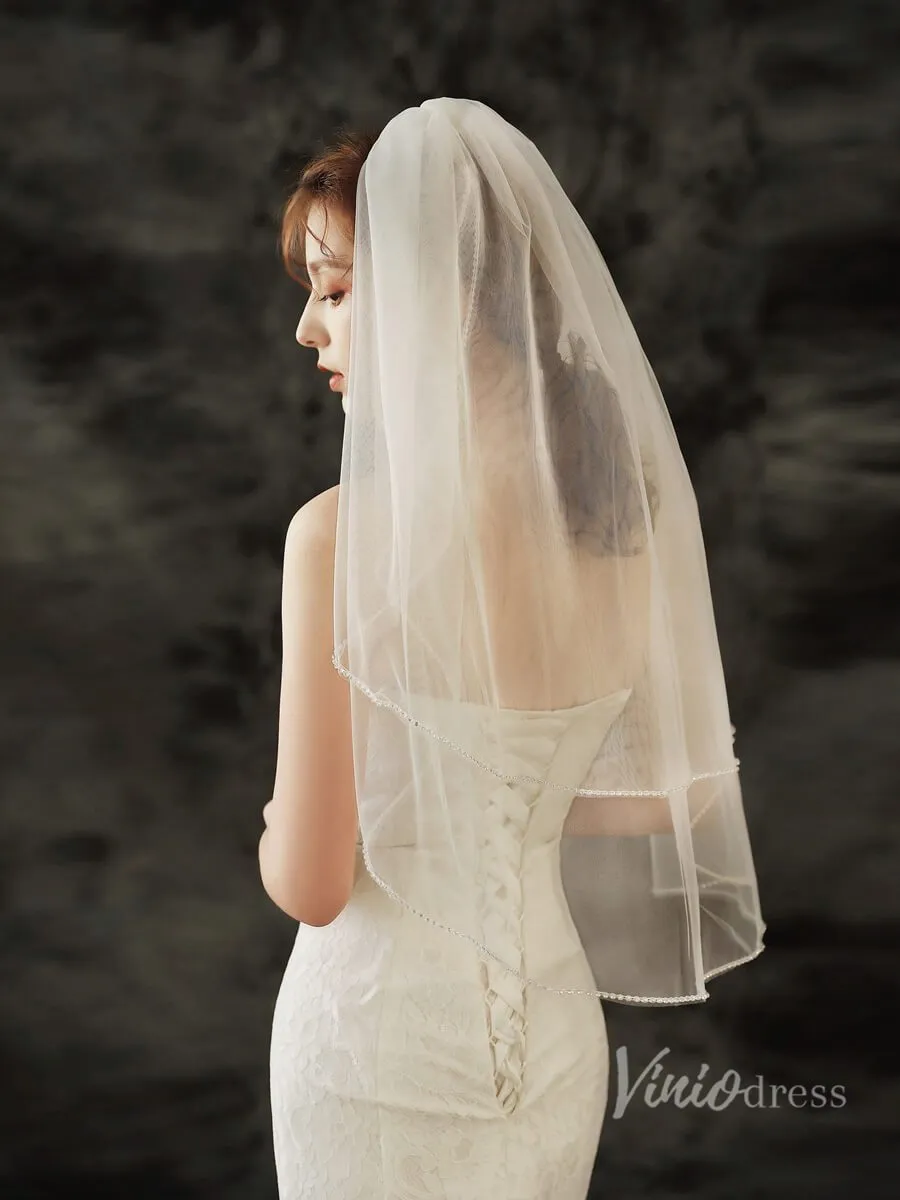 Roycebridal Simple 2 Tier Tulle Short Veil Viniodress TS1919