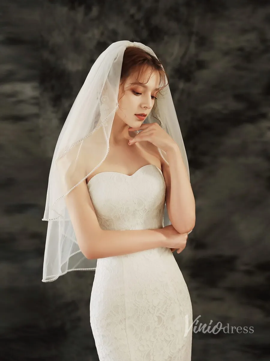 Roycebridal Simple 2 Tier Tulle Short Veil Viniodress TS1919