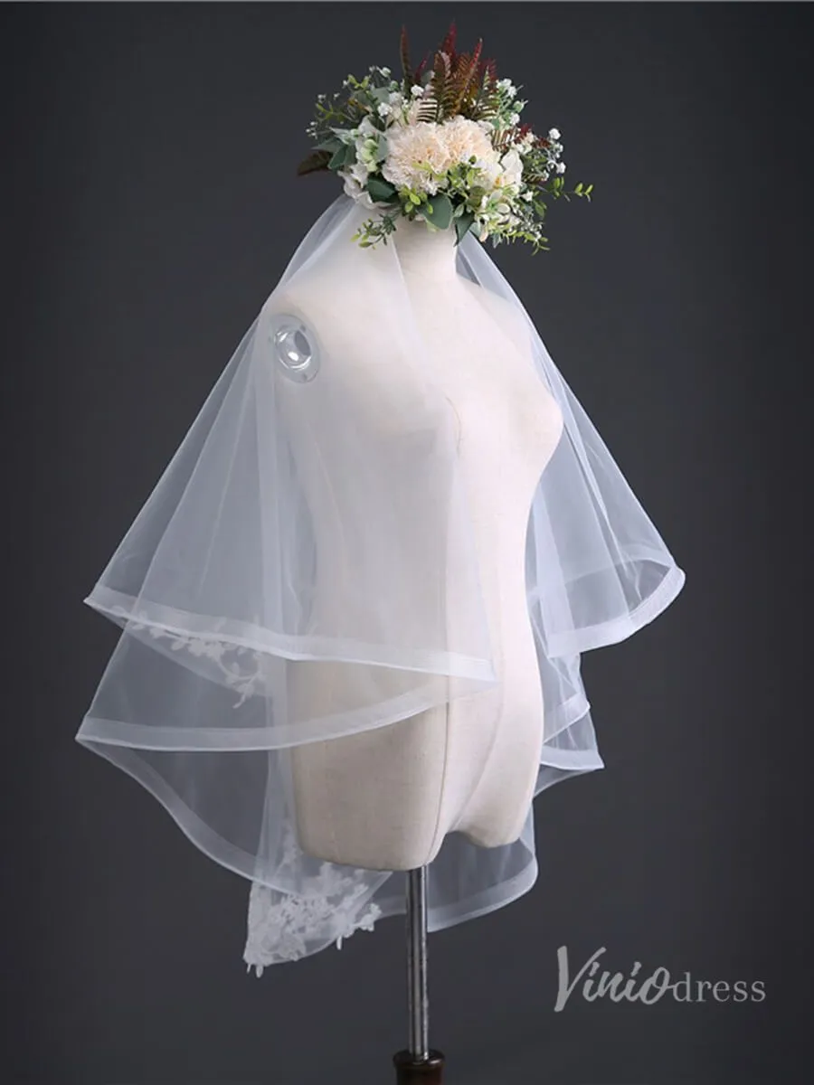 Roycebridal Simple Tulle Short Blusher Veil Viniodress TS17105