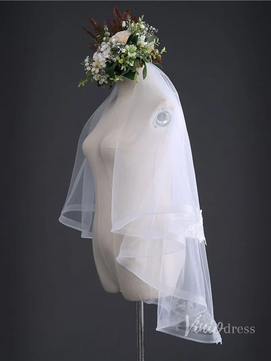 Roycebridal Simple Tulle Short Blusher Veil Viniodress TS17105