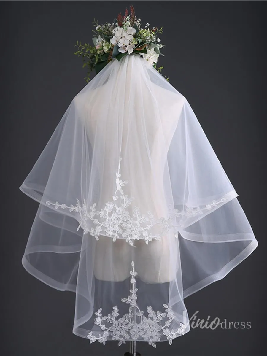 Roycebridal Simple Tulle Short Blusher Veil Viniodress TS17105