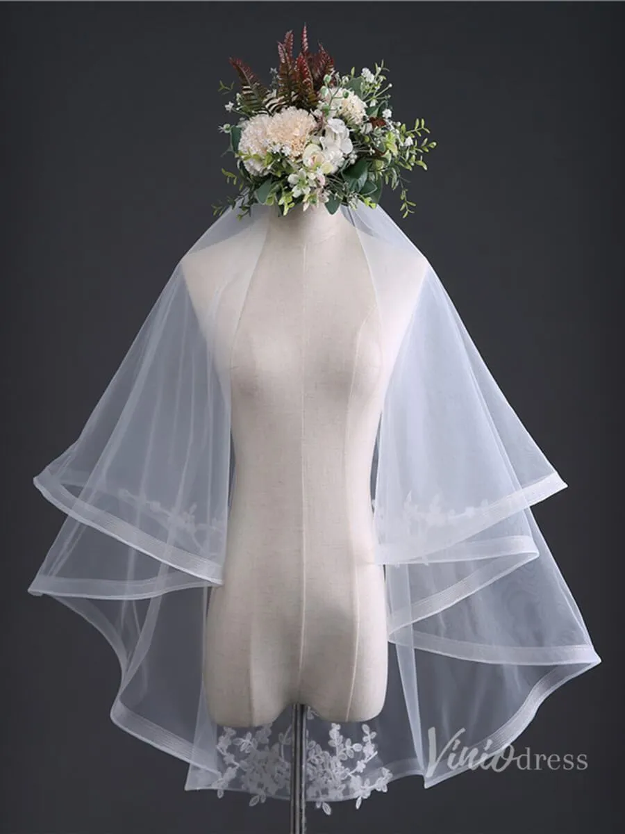 Roycebridal Simple Tulle Short Blusher Veil Viniodress TS17105