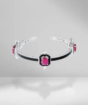 Ruby & Diamond Cuff with Black Enamel