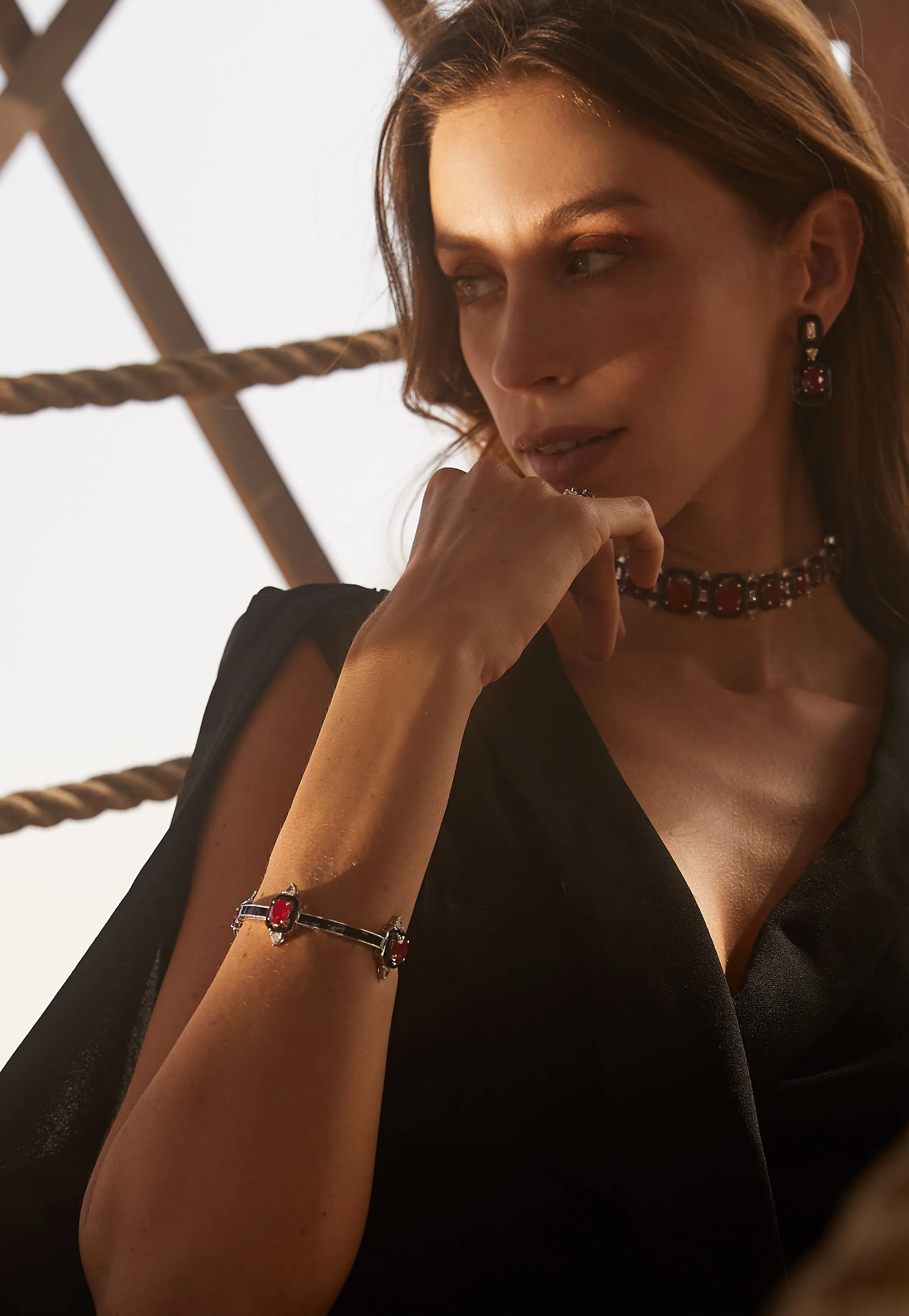 Ruby & Diamond Cuff with Black Enamel