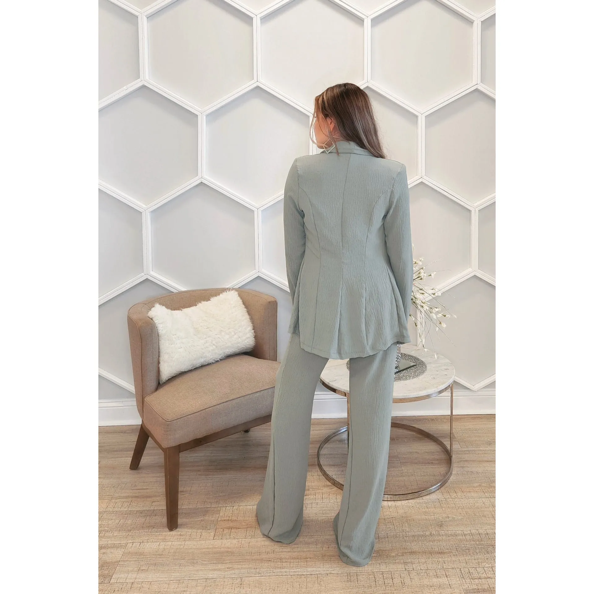 Sage Flowy Blazer