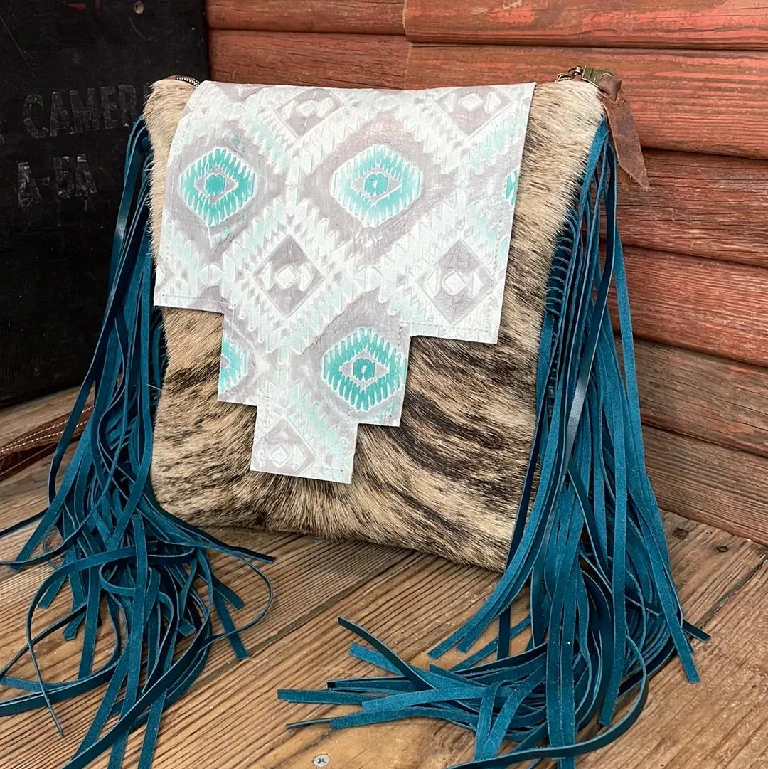 Shania - Brindle w/ Turquoise Sand Aztec Flap