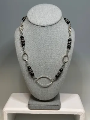 SHUNGITE AND WOOD NECKLACE AND EYE GLASS HOLDER NECKLACE LCN576