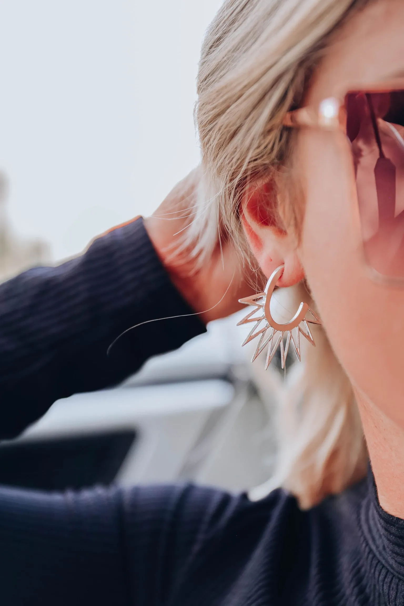 Silver Burst Statement Earring