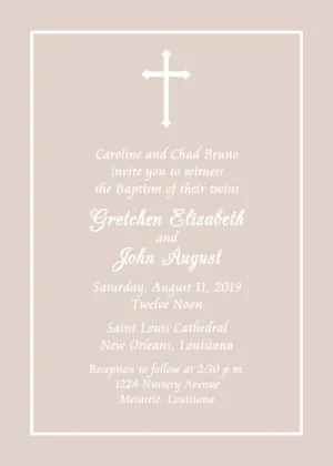 SIMPLE CROSS TAUPE BACKGROUND CUSTOM INVITATION