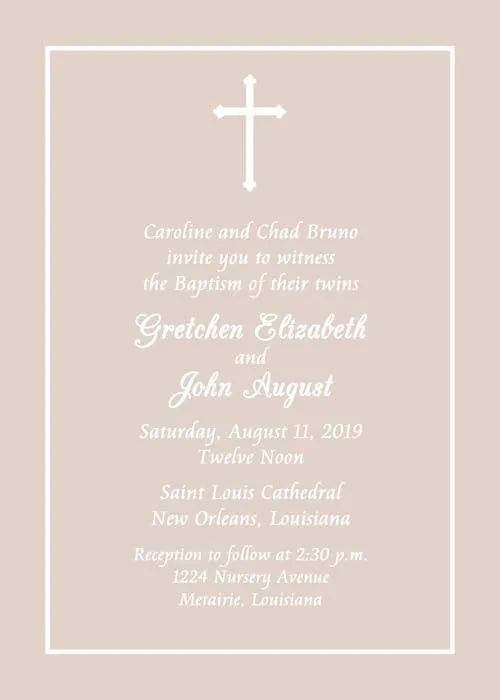 SIMPLE CROSS TAUPE BACKGROUND CUSTOM INVITATION
