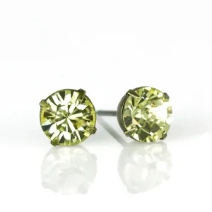 Simple Crystal Stud Earring - Brass - 6mm (JON)