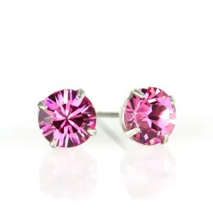 Simple Crystal Stud Earring - Silver - 6mm (ROS)