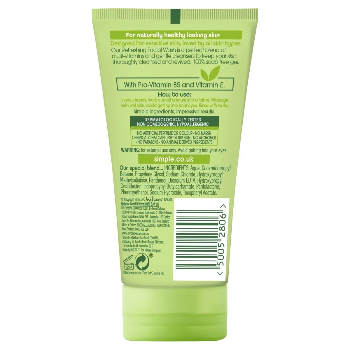 Simple Facial Wash Gel Refreshing 50mL
