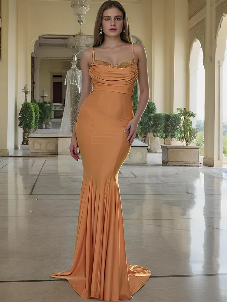 Simple New Arrival Mermaid Spaghetti Straps Long Prom Dress