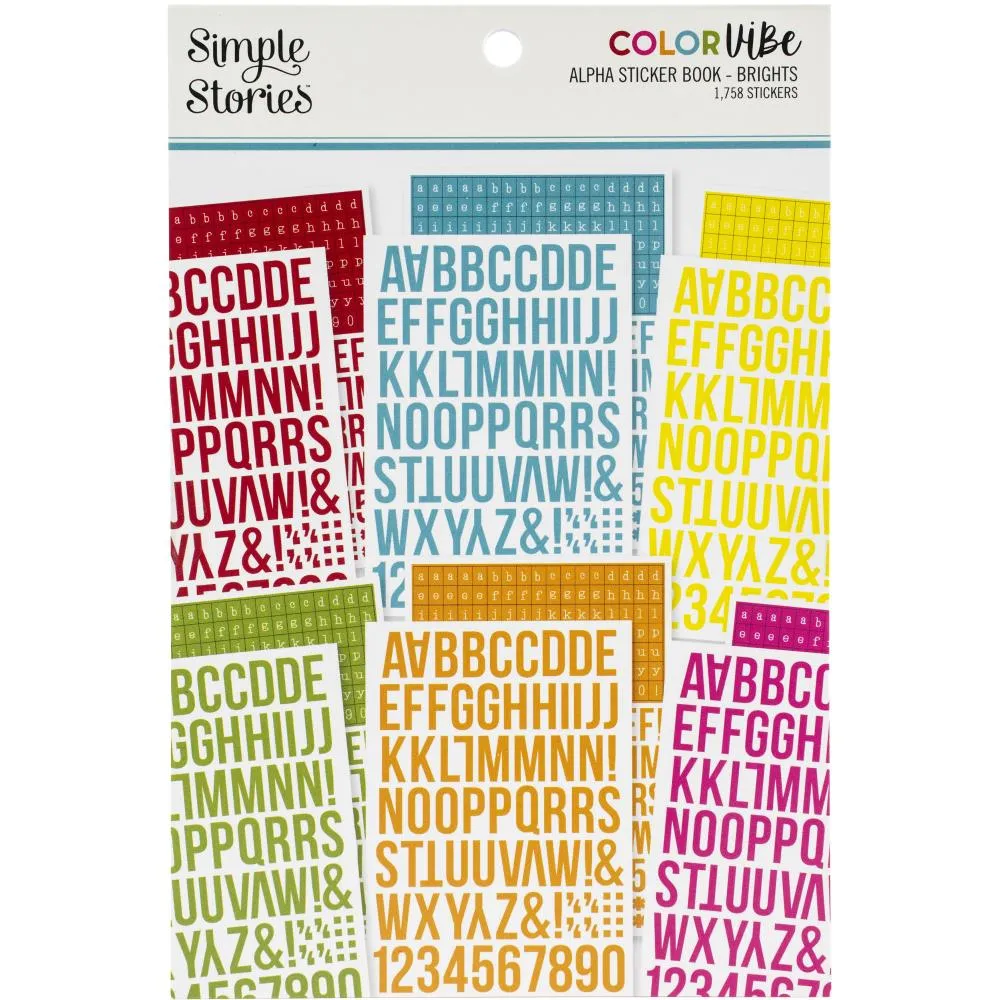 Simple Stories  Color Vibe Alpha Sticker Book - Brights