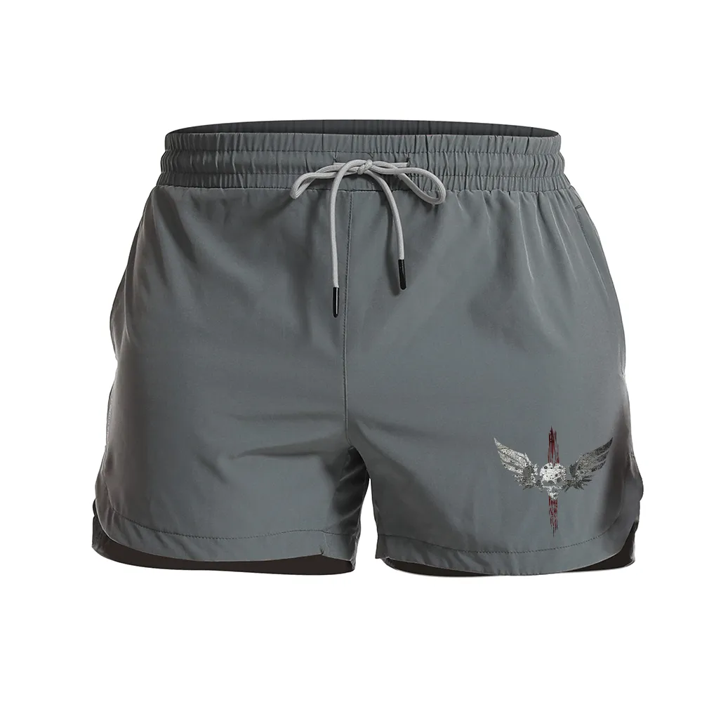 Skull Cross Wings Graphic Shorts