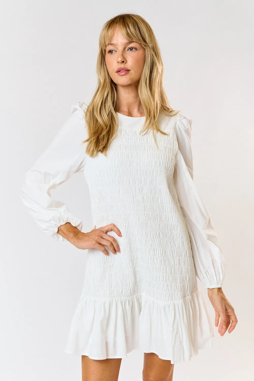 SMOCKED DETAIL DRESS