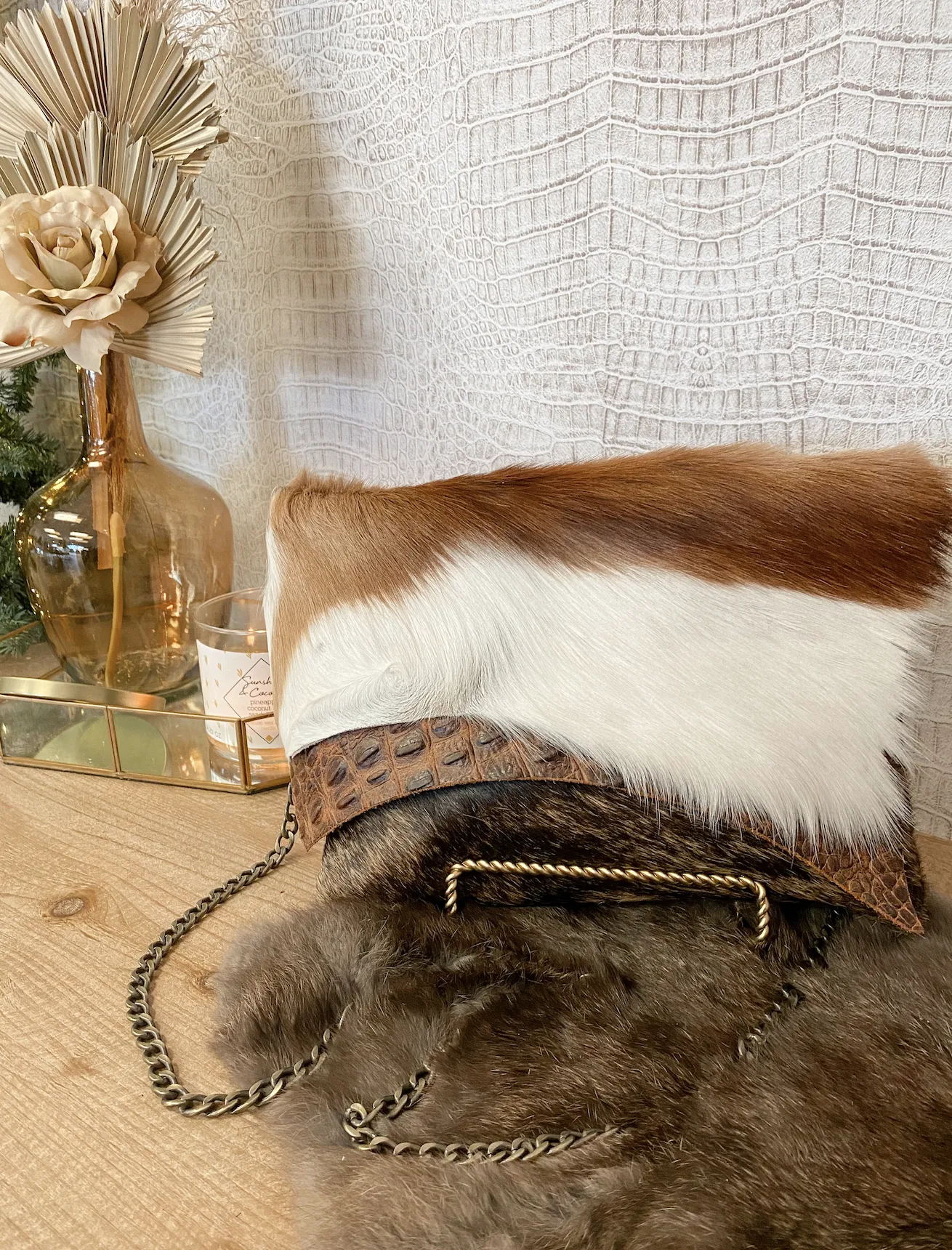 Springbok with Tan Croc and Brindle Hide