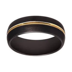 Stanton Made for Men 8mm Black Tungsten Gold Plated Centre Ring