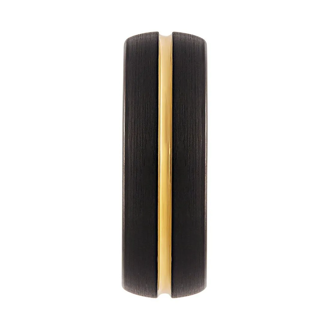 Stanton Made for Men 8mm Black Tungsten Gold Plated Centre Ring