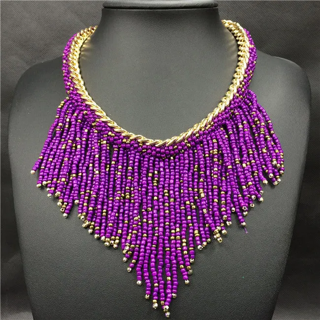 Statement Handwoven Tassel Choker