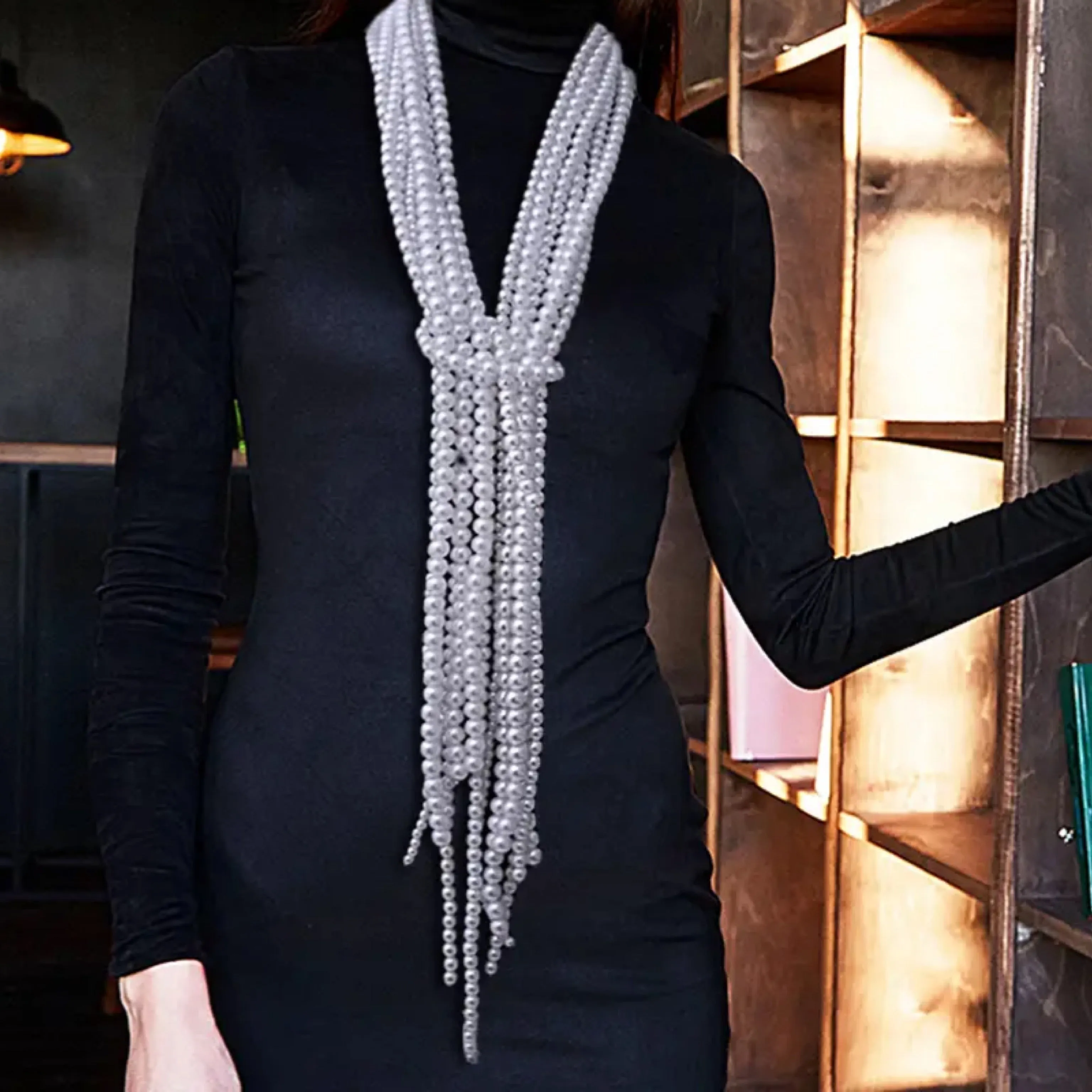 Statement Pearl Scarf Necklace