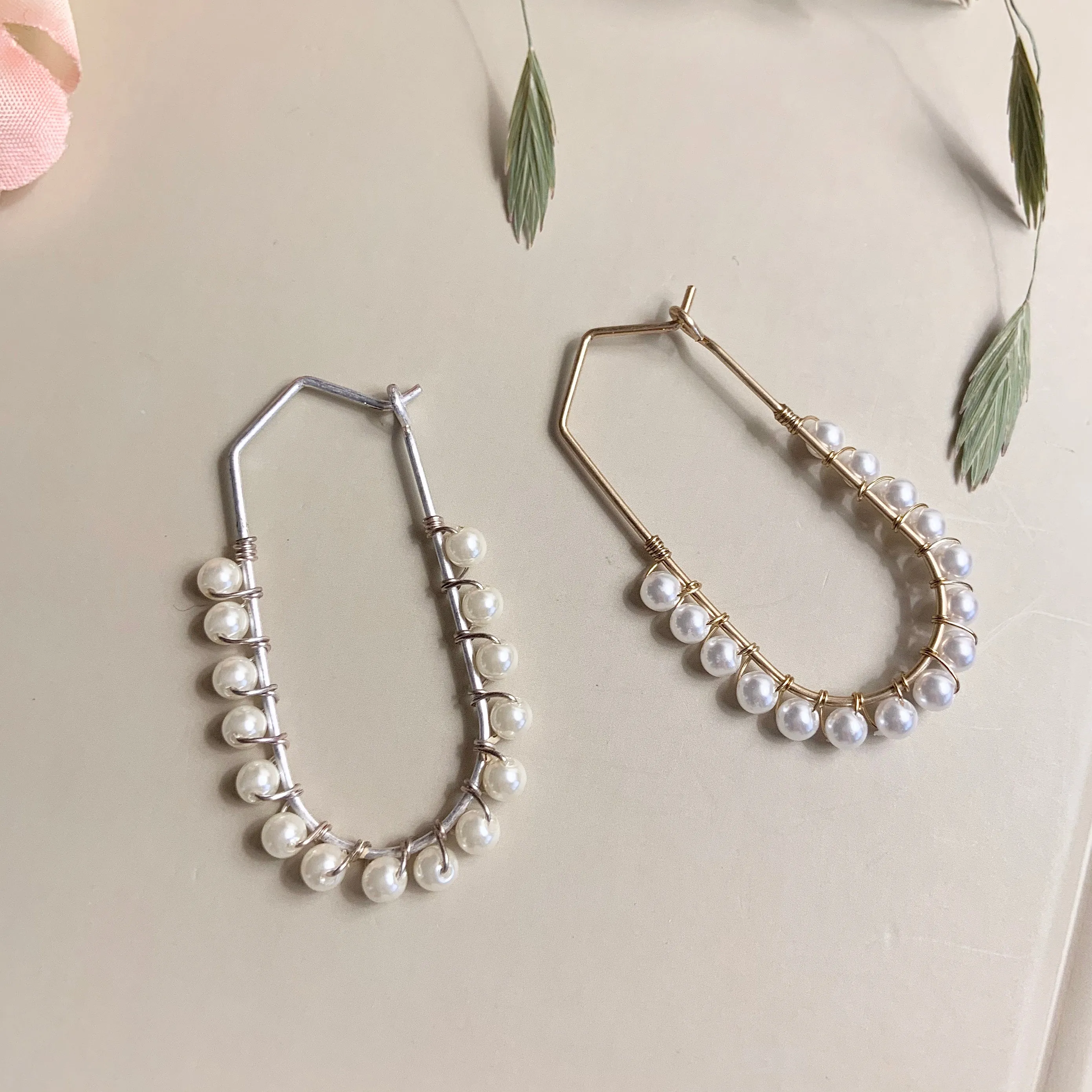 Statement Pearl Tiered Hoop Earrings