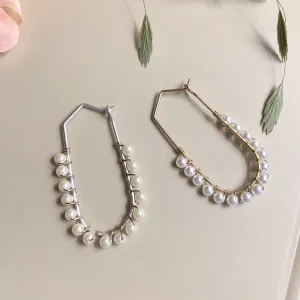 Statement Pearl Tiered Hoop Earrings
