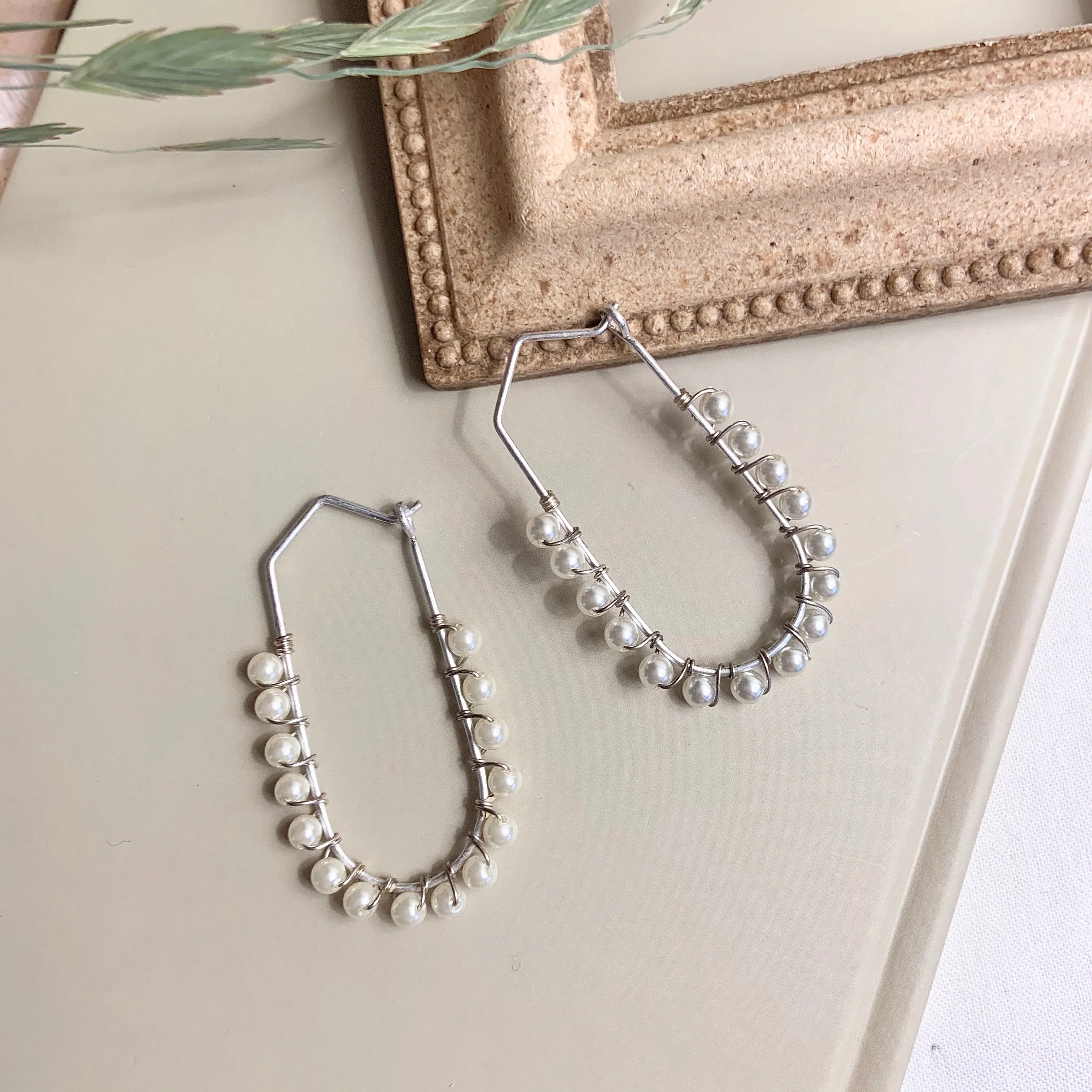 Statement Pearl Tiered Hoop Earrings