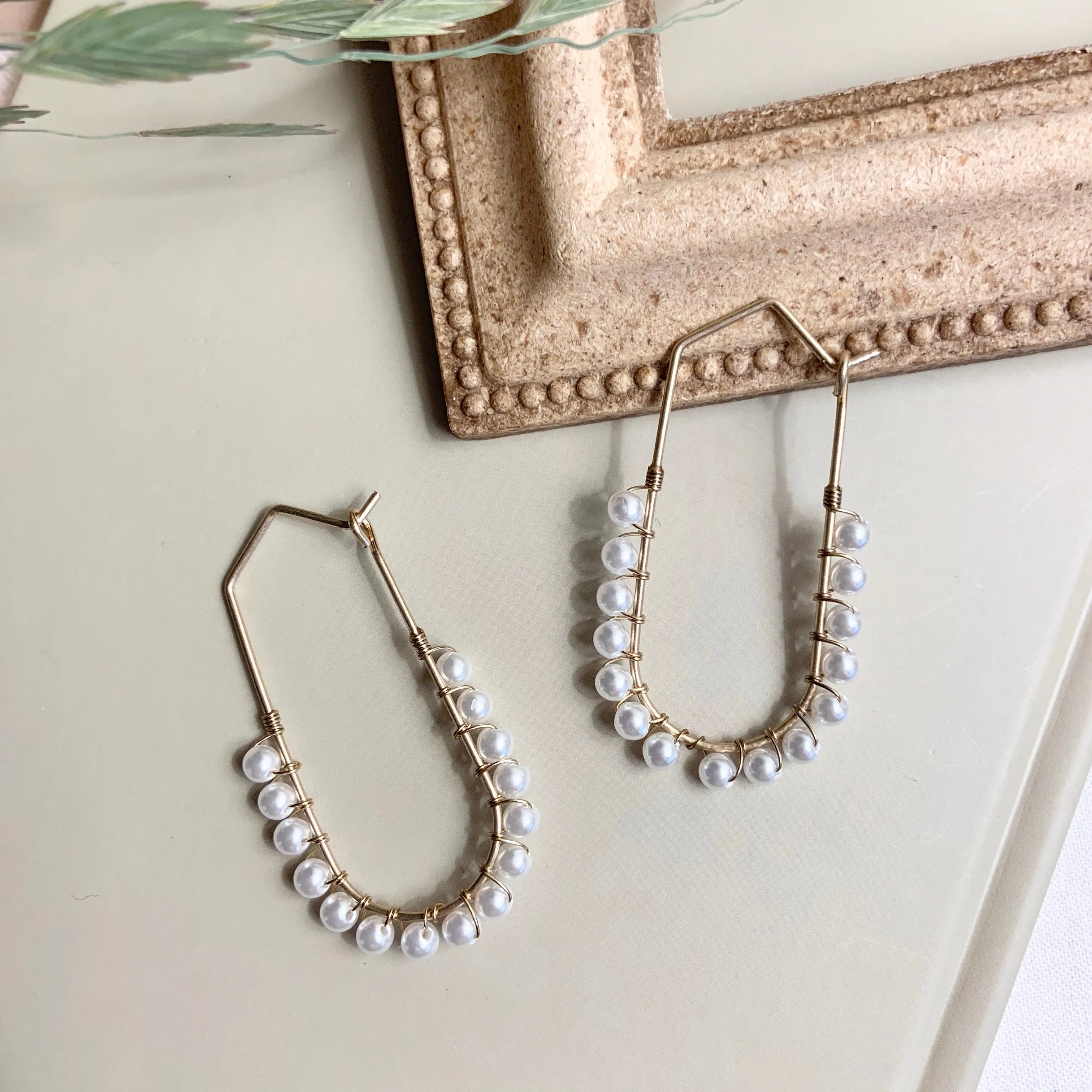 Statement Pearl Tiered Hoop Earrings