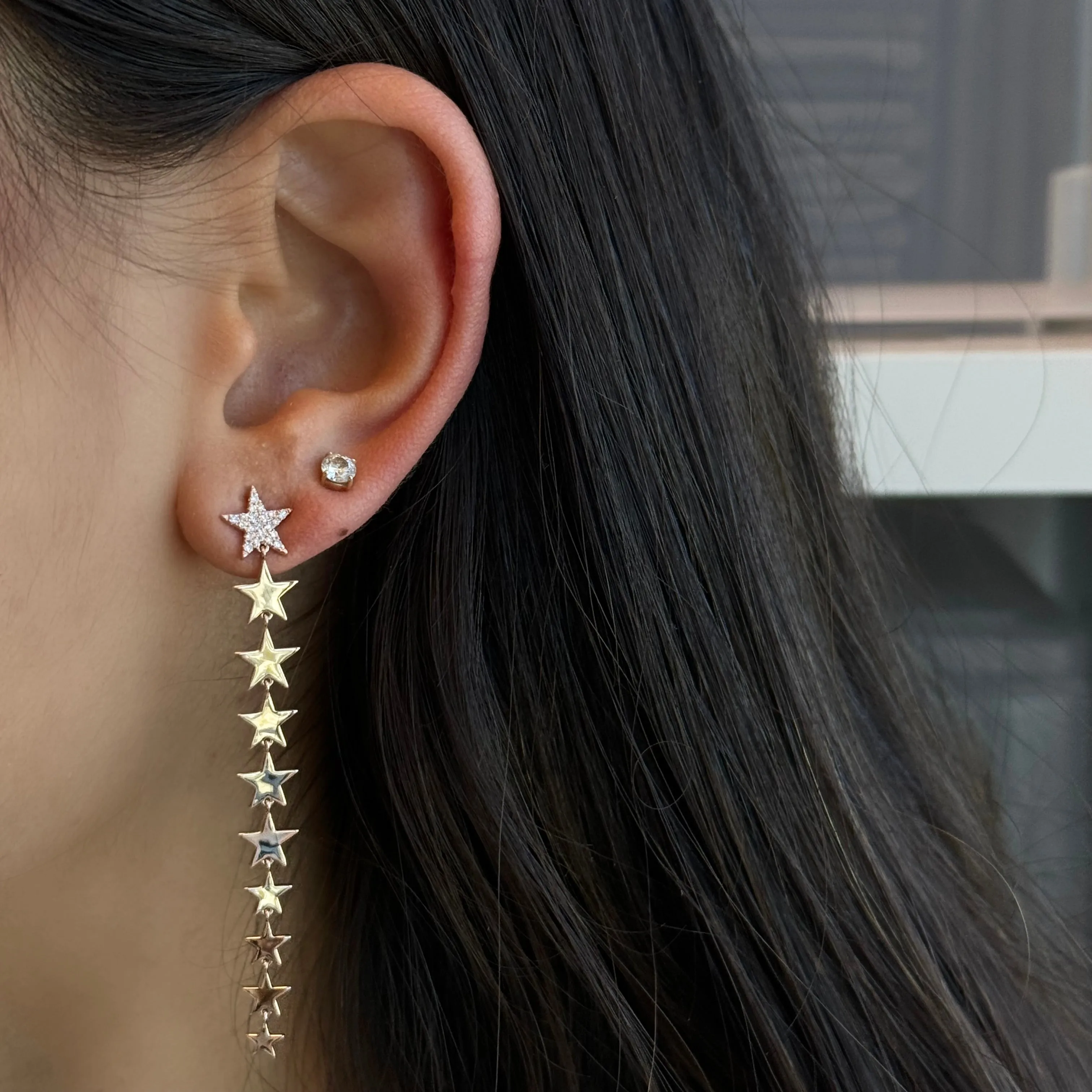 Statement Solid Dangling Star Earrings