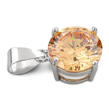 Sterling Silver Dark Champagne Round CZ 10mm Pendant